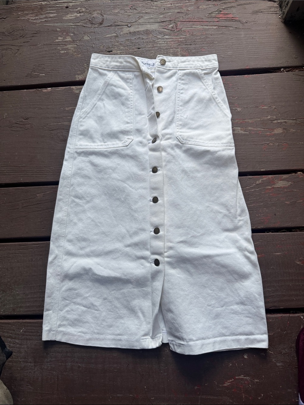Apiece Apart White Button-Front Midi Skirt